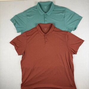 Old Navy Active Core Go-Fresh Polo Shirt Mens XXL 2 Pck Teal Orange Short Sleeve